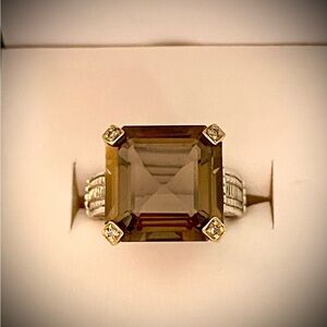 JUDITH RIPKA Smokey Quartz/Diamond Ring